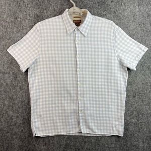 Michael Kors Womens Button Down Shirt Size XL Blue White Checkered